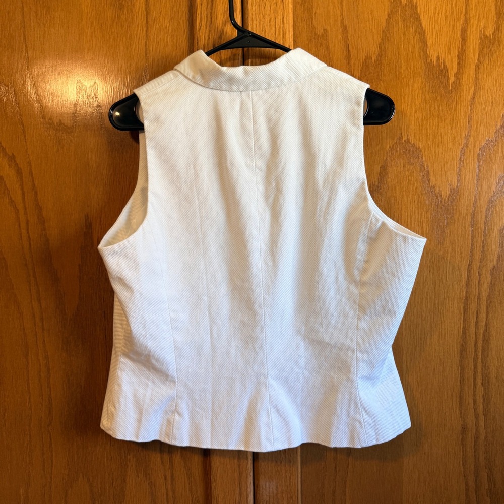 Preston & York Tailored Vest Runs Small Size 16 White Textured Cotton  Lined. - Picture 4 of 9